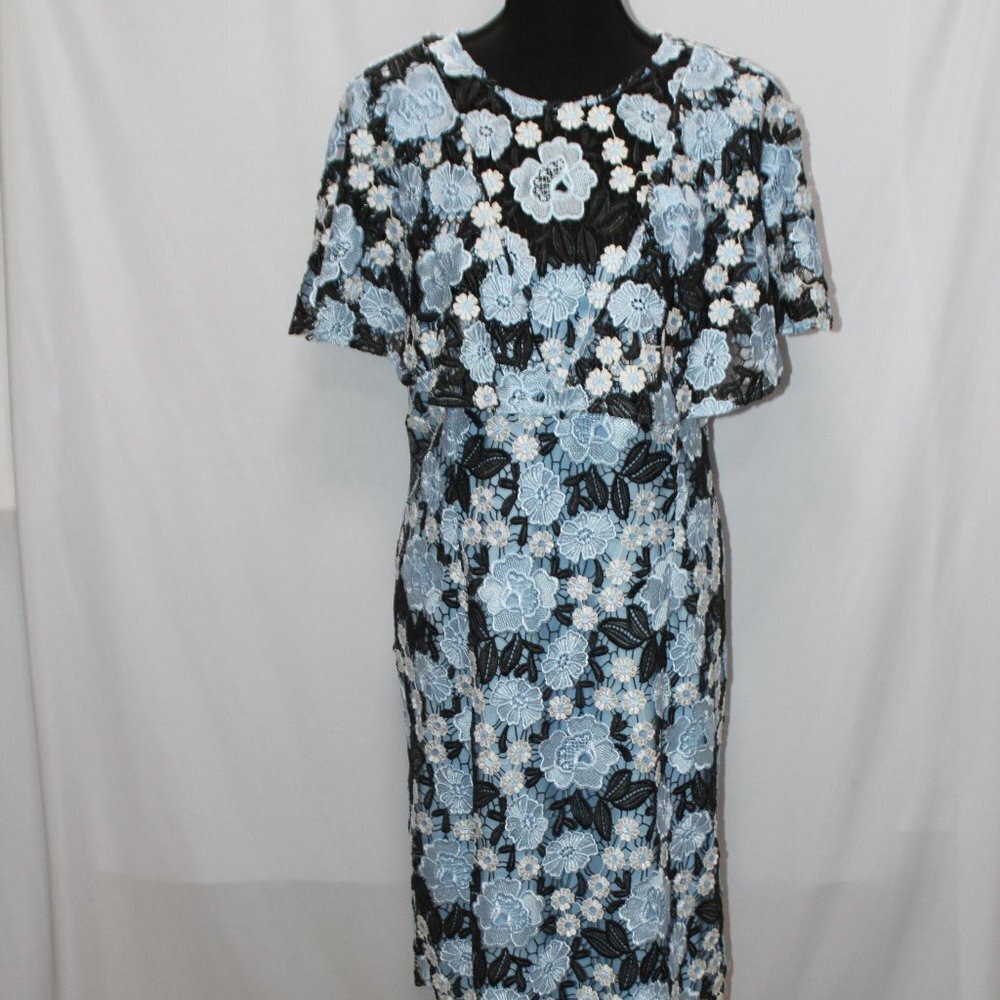 Alex Marie Embroiderded Lace Blue and Black Dress
